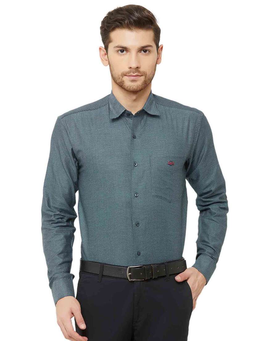 green printed formal shirt