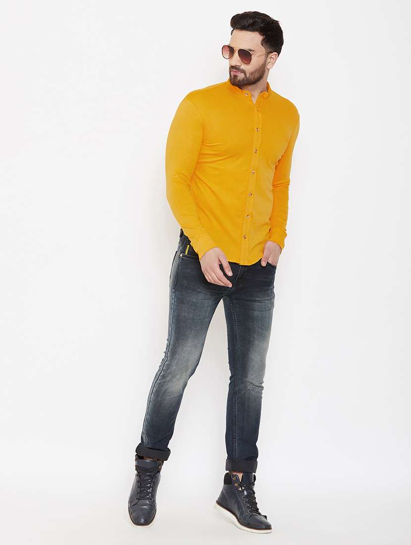 yellow solid casual shirt - 16952425 - Standard Image - 3