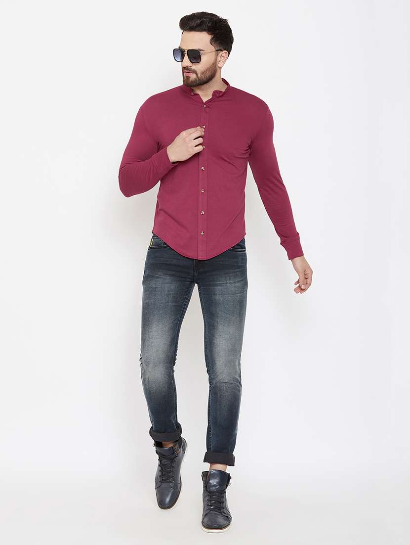red solid casual shirt - 16952430 -  Standard Image - 3
