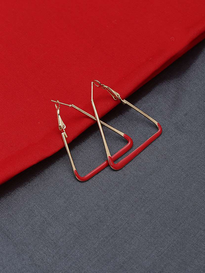 red metal hoop earring