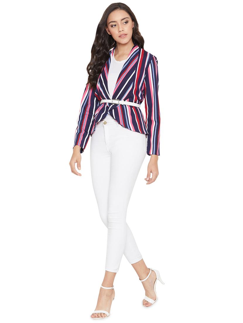 lapel neck striped blazer - 16952643 - Standard Image - 3