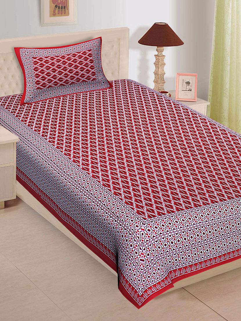 cotton single bedsheet with 1 pillow cover - 16952799 -  Zoom Image - 0