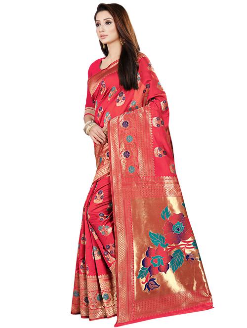 self design banarasi saree with blouse - 16953144 - Standard Image - 0