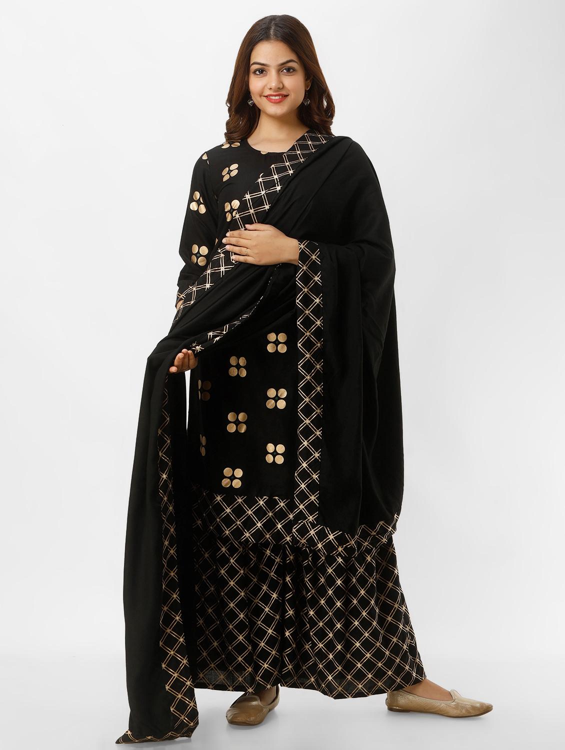 foil print sharara suit set - 16953854 -  Zoom Image - 0