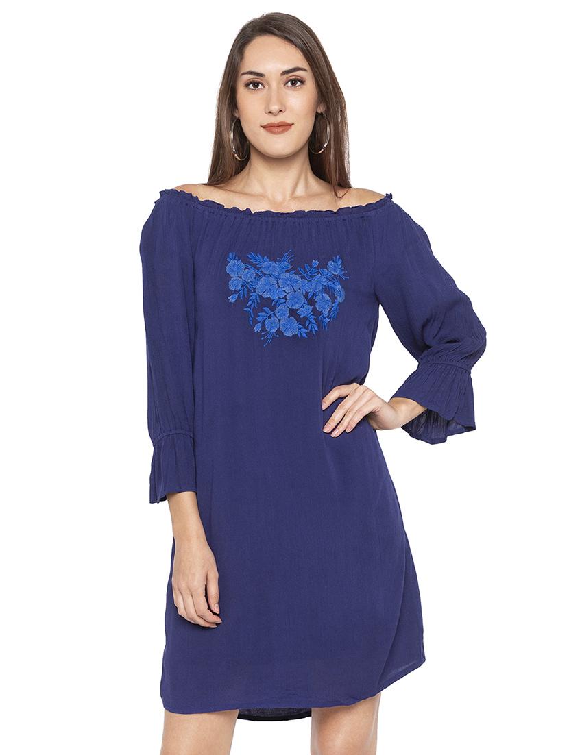 embroidered detail off shoulder dress - 16954116 -  Zoom Image - 0