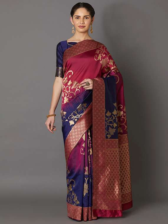 self design banarasi saree with blouse