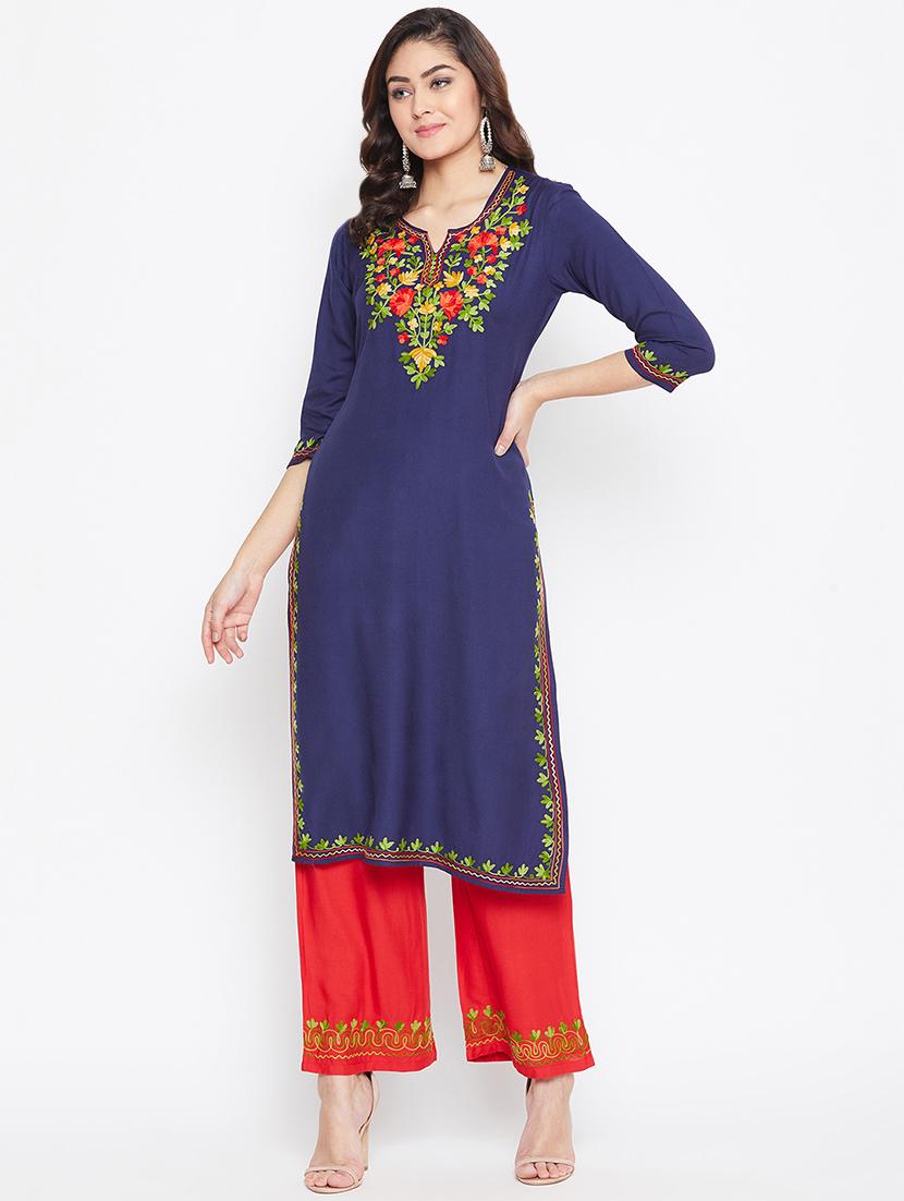 embroidered kurta palazzo set - 16956615 -  Zoom Image - 0