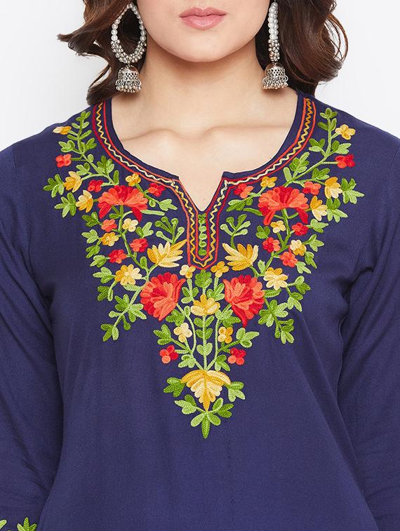 embroidered kurta palazzo set - 16956615 -  Standard Image - 3