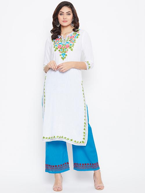 embroidered kurta palazzo set - 16956616 -  Standard Image - 0