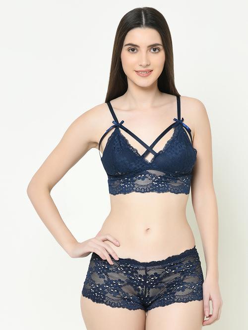 laced bralette bra with panty set - 16958003 - Standard Image - 0