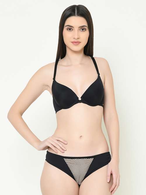 styled back bra with mesh detail panty set  - 16958012 -  Standard Image - 0