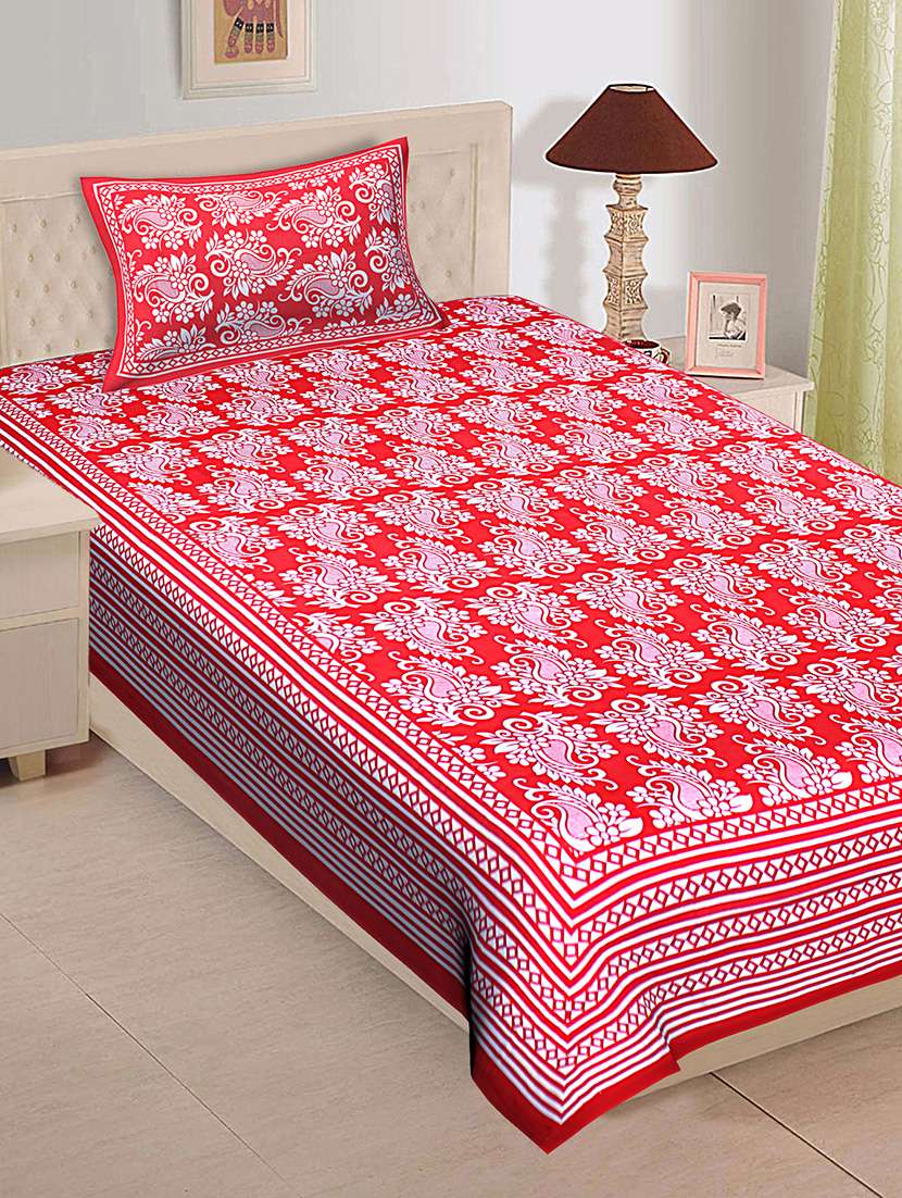 cotton single bedsheet with 1 pillow cover - 16958402 - Zoom Image - 0