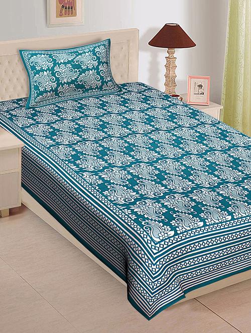 cotton single bedsheet with 1 pillow cover - 16958403 - Standard Image - 0
