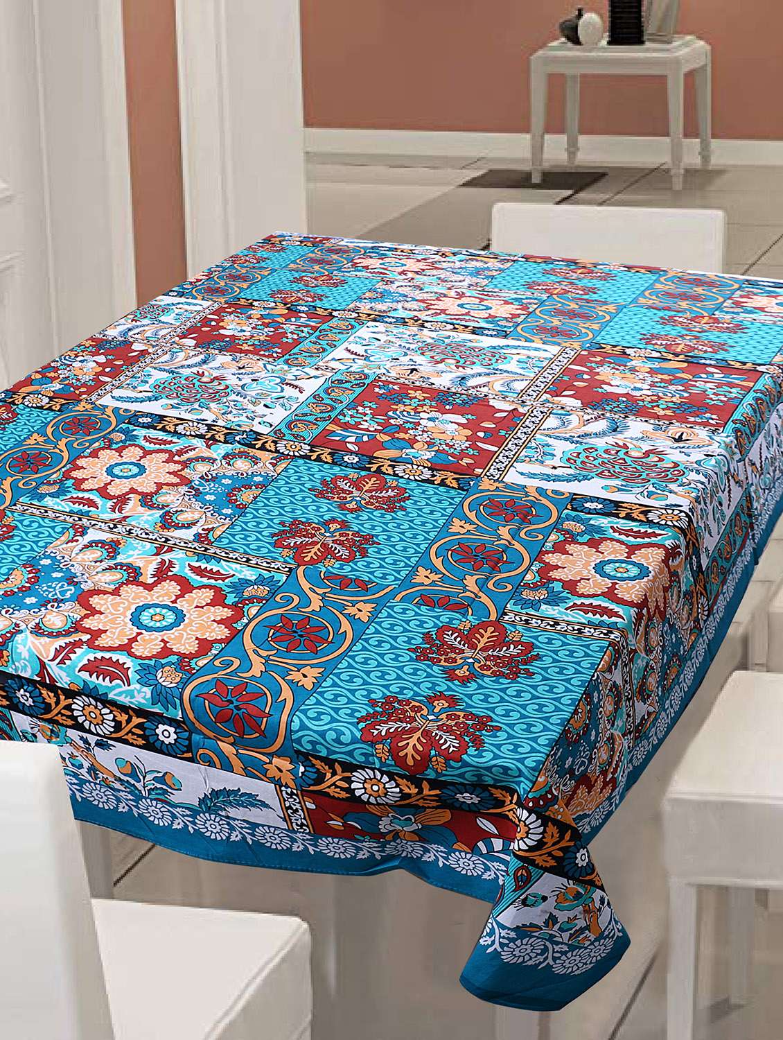 cotton jaipuri print 6 to 8 seater table cloth cover - 16960306 - Zoom Image - 0