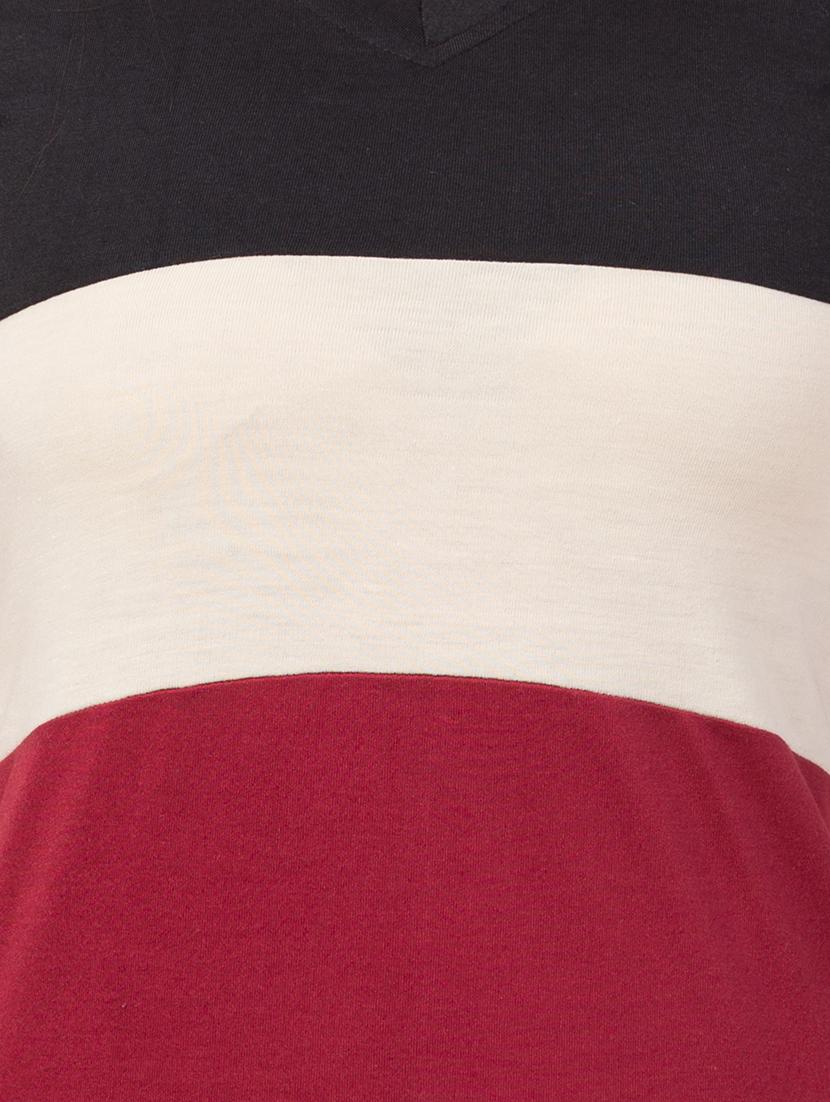 v neck color block tee - 16963233 - Standard Image - 3