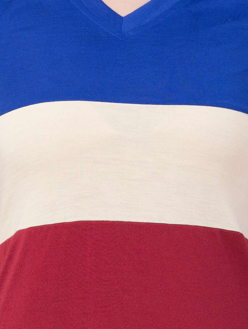 v neck color block tee  - 16963234 -  Standard Image - 3