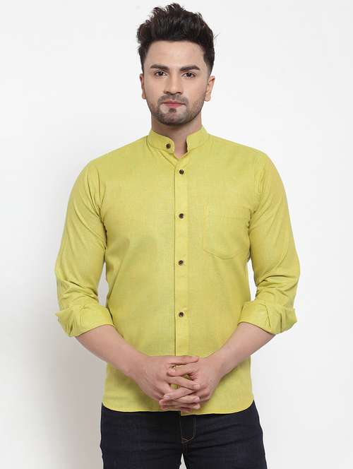 mens solid casual shirt - 16963284 - Standard Image - 0