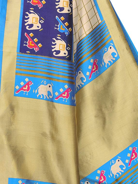 checkered printed saree with blouse - 16963409 - Standard Image - 3