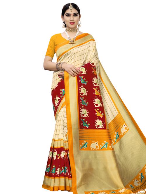 checkered printed saree with blouse - 16963411 -  Standard Image - 0