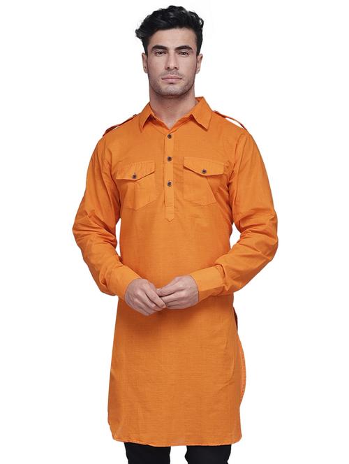 orange solid pathani kurta - 16963533 -  Standard Image - 0