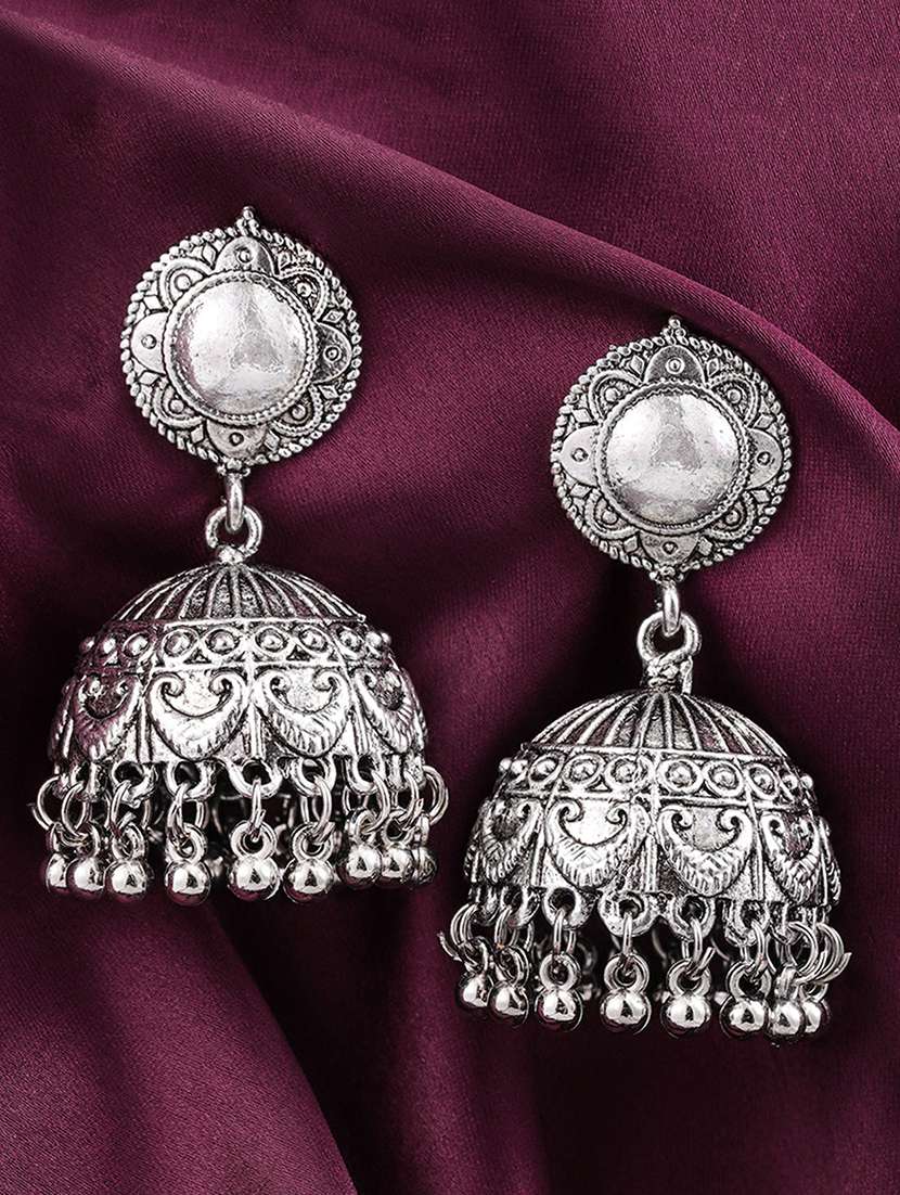 silver brass jhumka earring