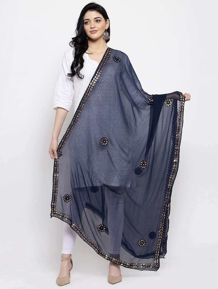 navy poly chiffon dupatta