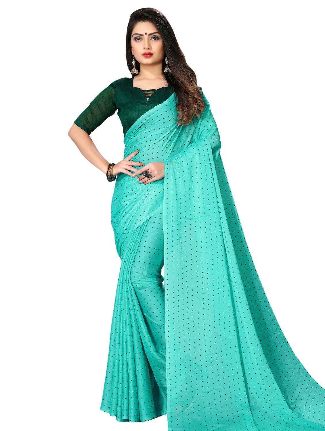 polka dots woven saree with blouse - 16969458 -  Zoom Image - 0