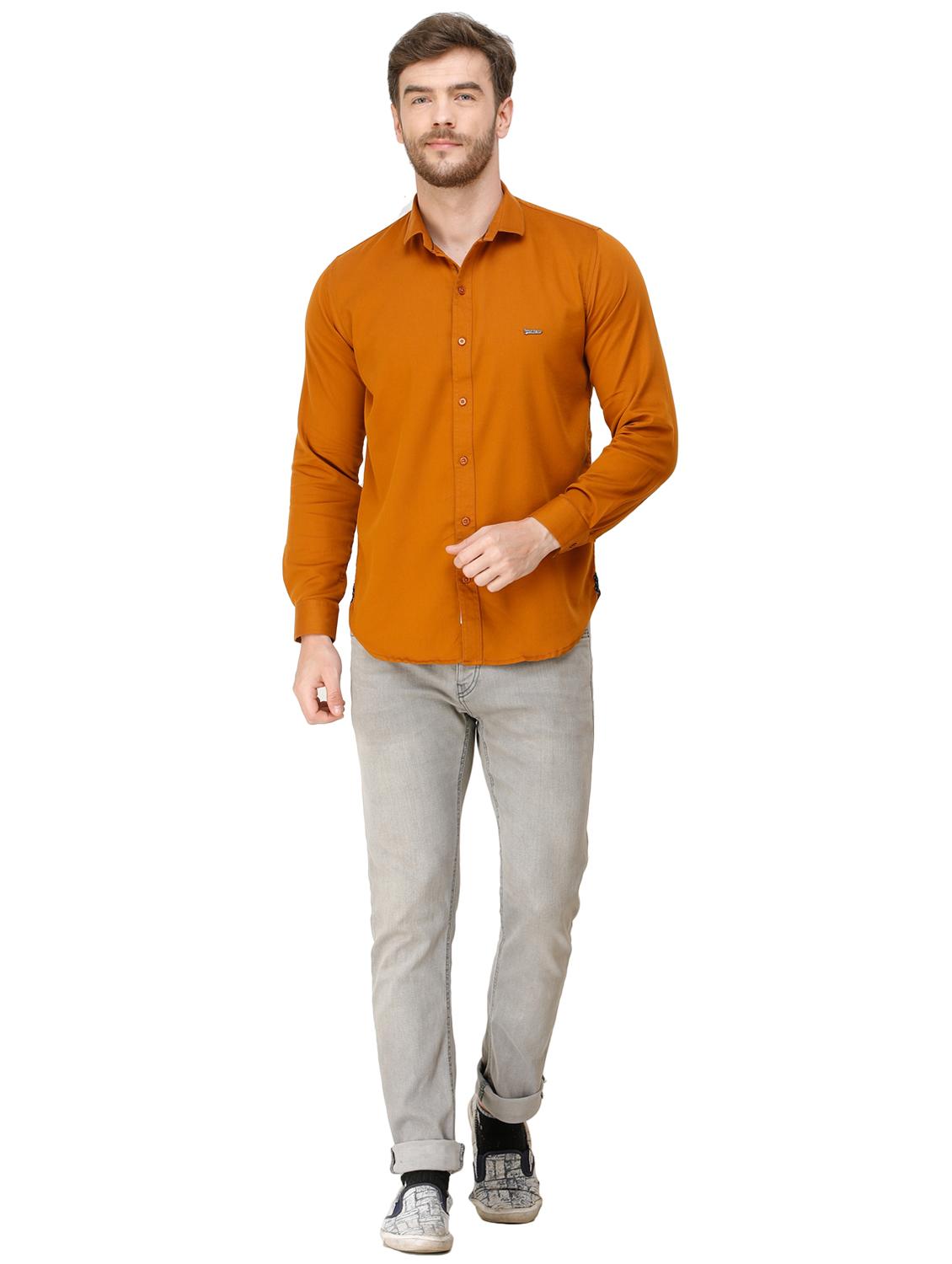 orange solid casual shirt - 16970014 - Standard Image - 3