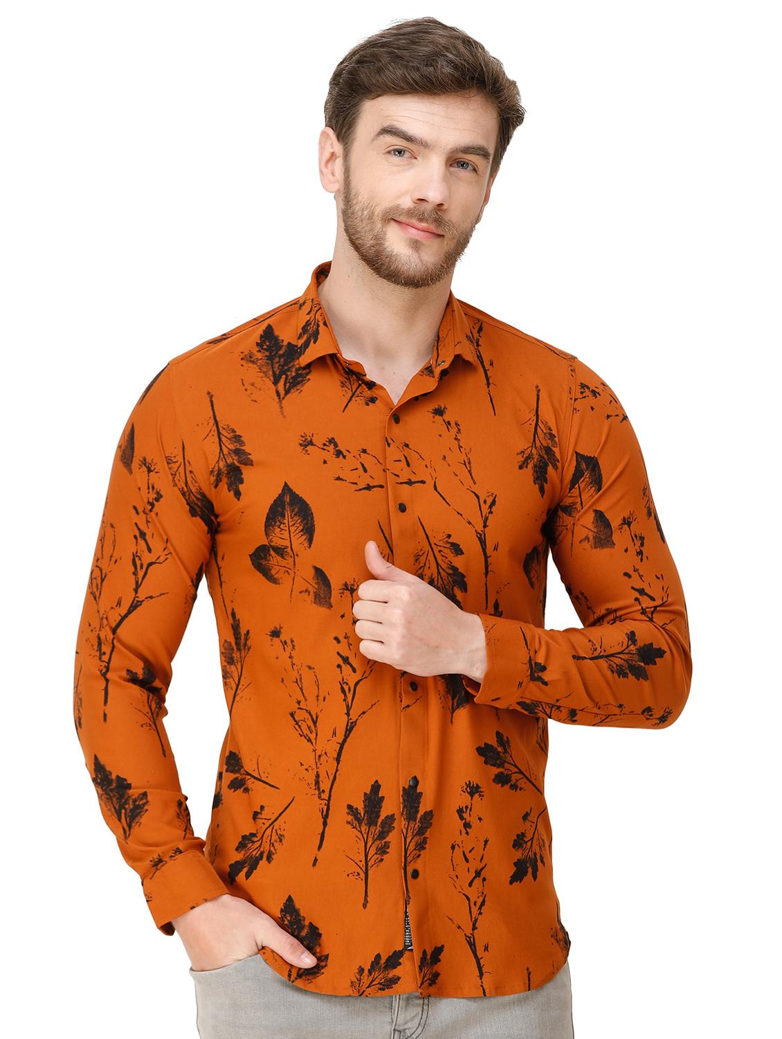 orange floral print casual shirt - 16970017 - Zoom Image - 0