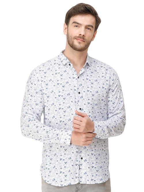 blue printed casual shirt - 16970019 - Standard Image - 0