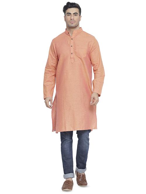 orange solid long kurta - 16970834 -  Standard Image - 0
