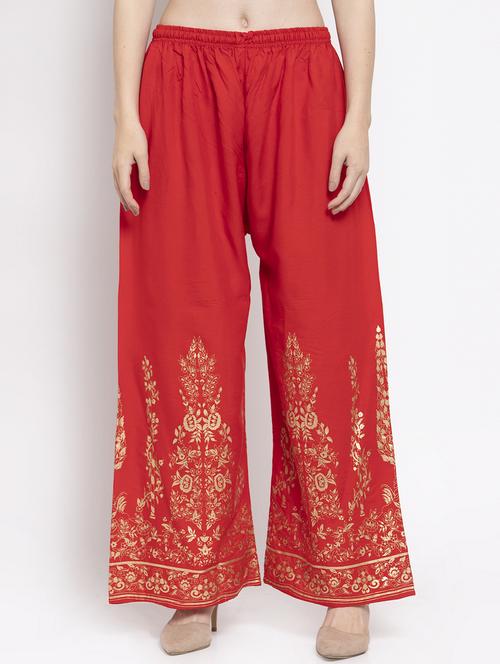 red foil print straight palazzo - 16971295 - Standard Image - 0
