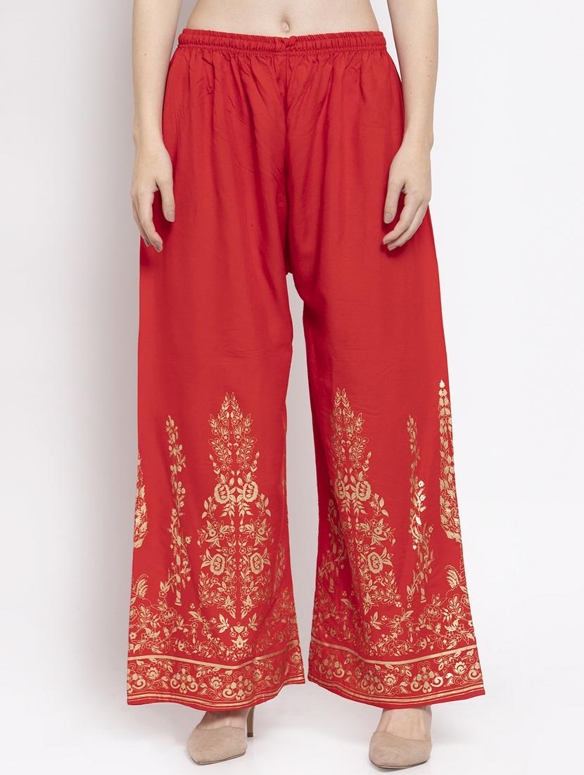 red foil print straight palazzo - 16971295 - Zoom Image - 0