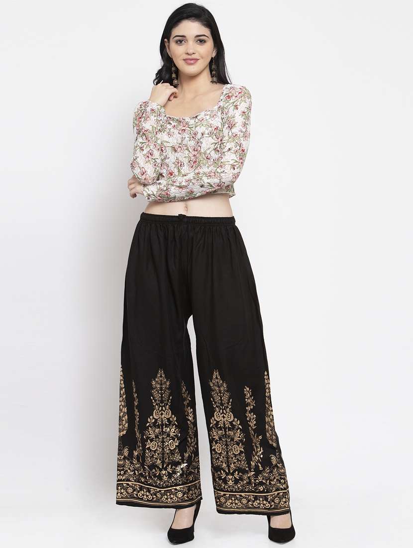 printed hem flared palazzo  - 16971297 -  Standard Image - 3