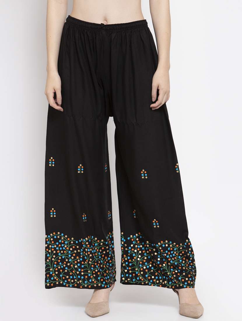printed hem flared palazzo 