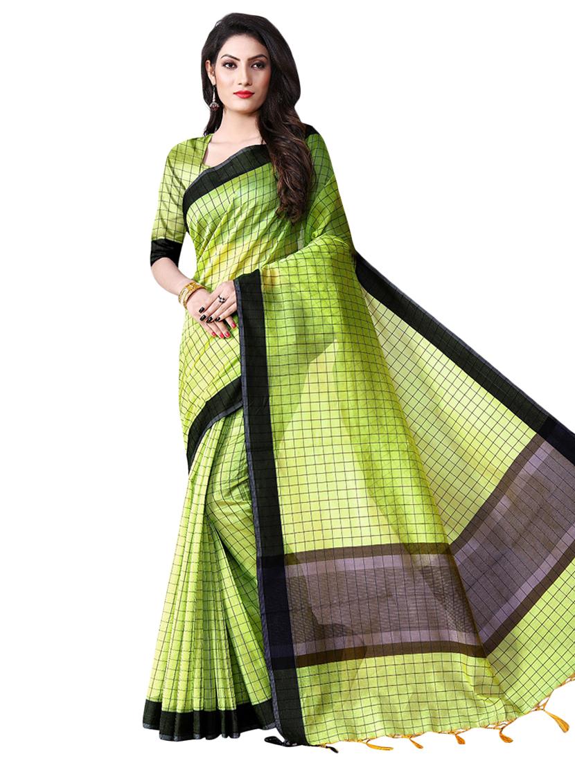 checkered chanderi saree with blouse - 16972410 -  Zoom Image - 0