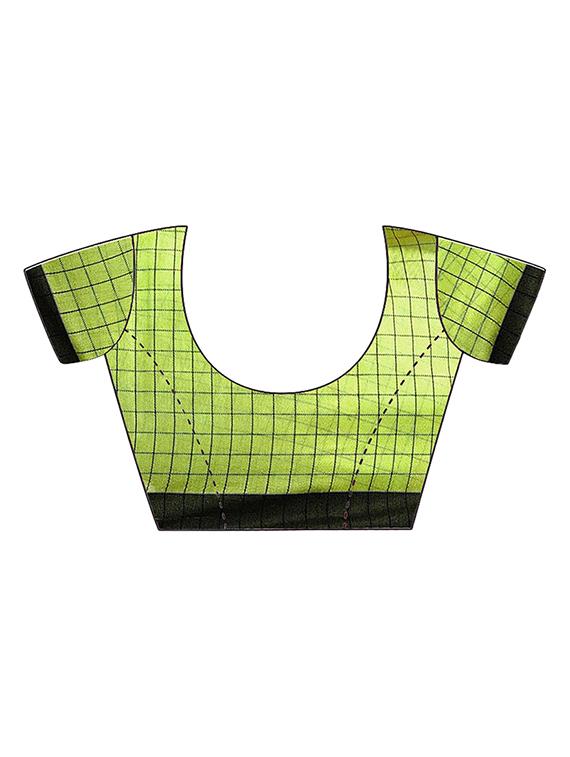 checkered chanderi saree with blouse - 16972410 - Standard Image - 3
