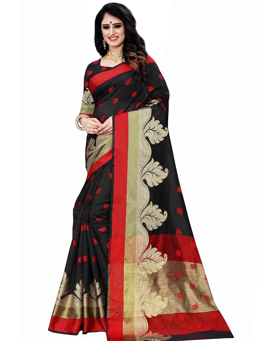 black art silk banarasi saree with blouse