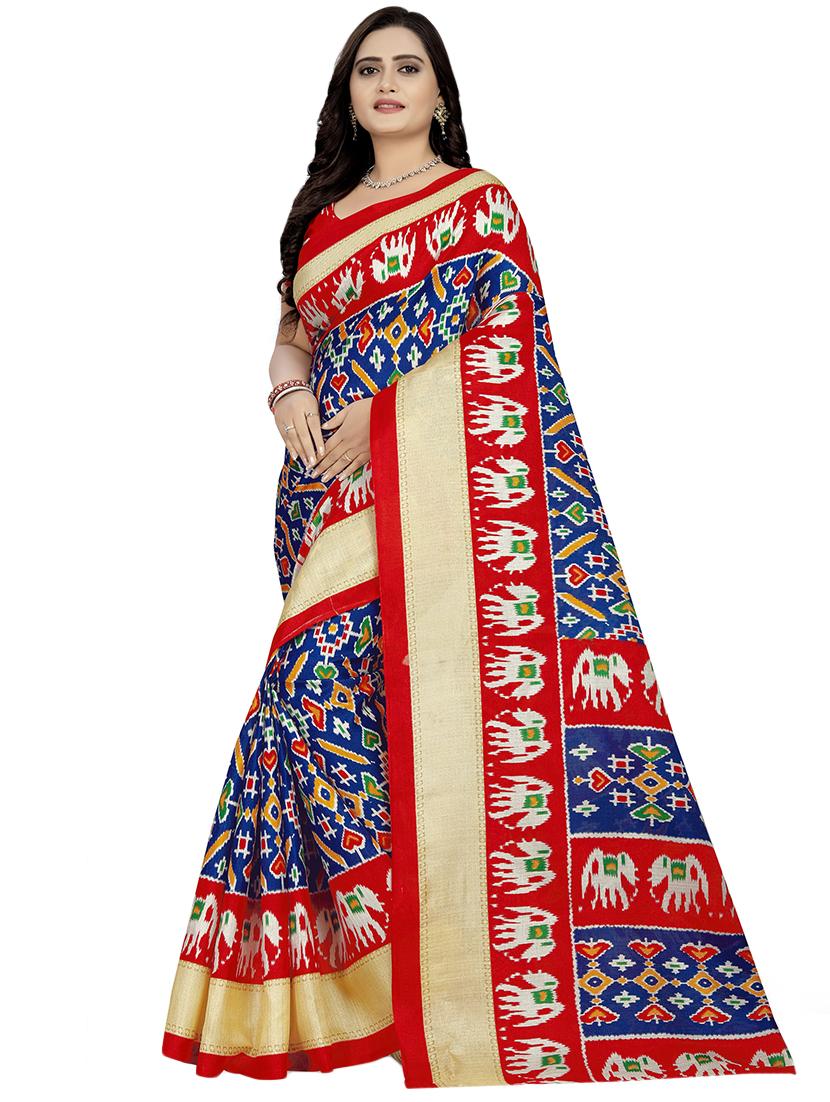 ikat printed saree with blouse - 16973423 - Zoom Image - 0
