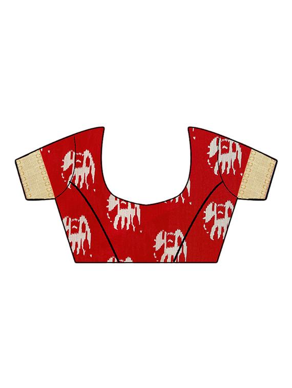 ikat printed saree with blouse - 16973423 - Standard Image - 3