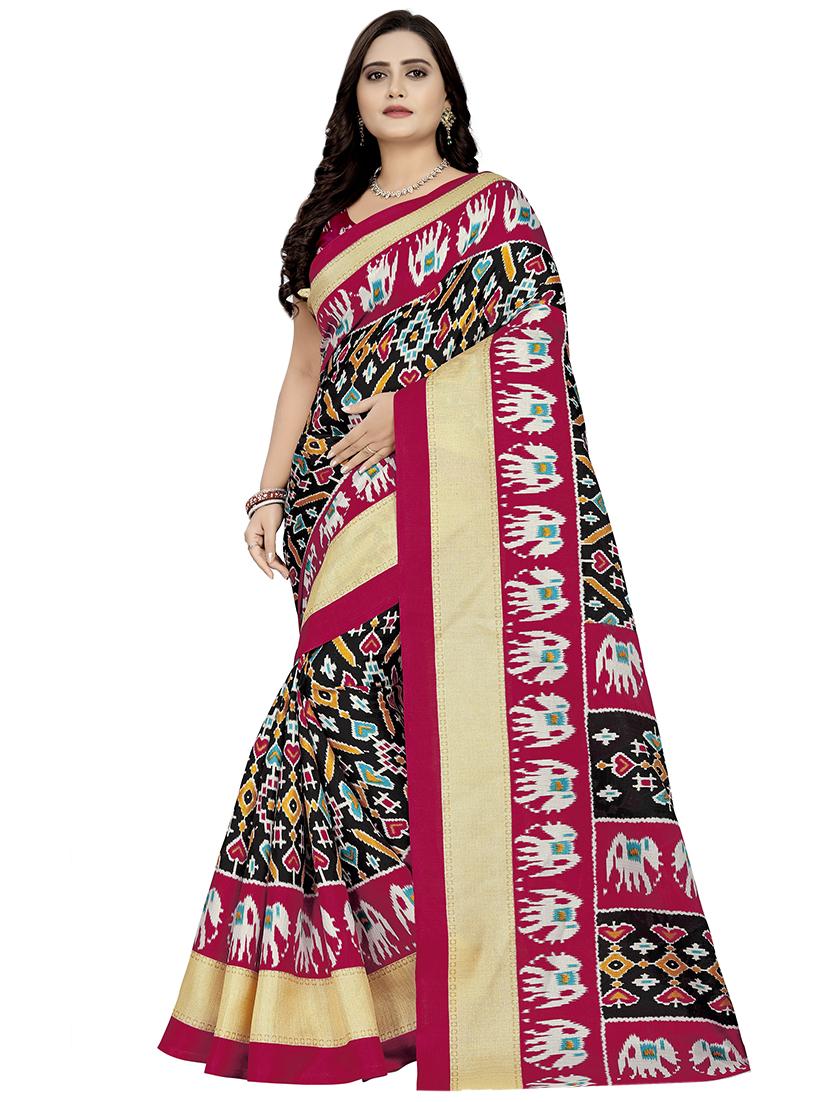 ikat printed saree with blouse - 16973424 -  Zoom Image - 0