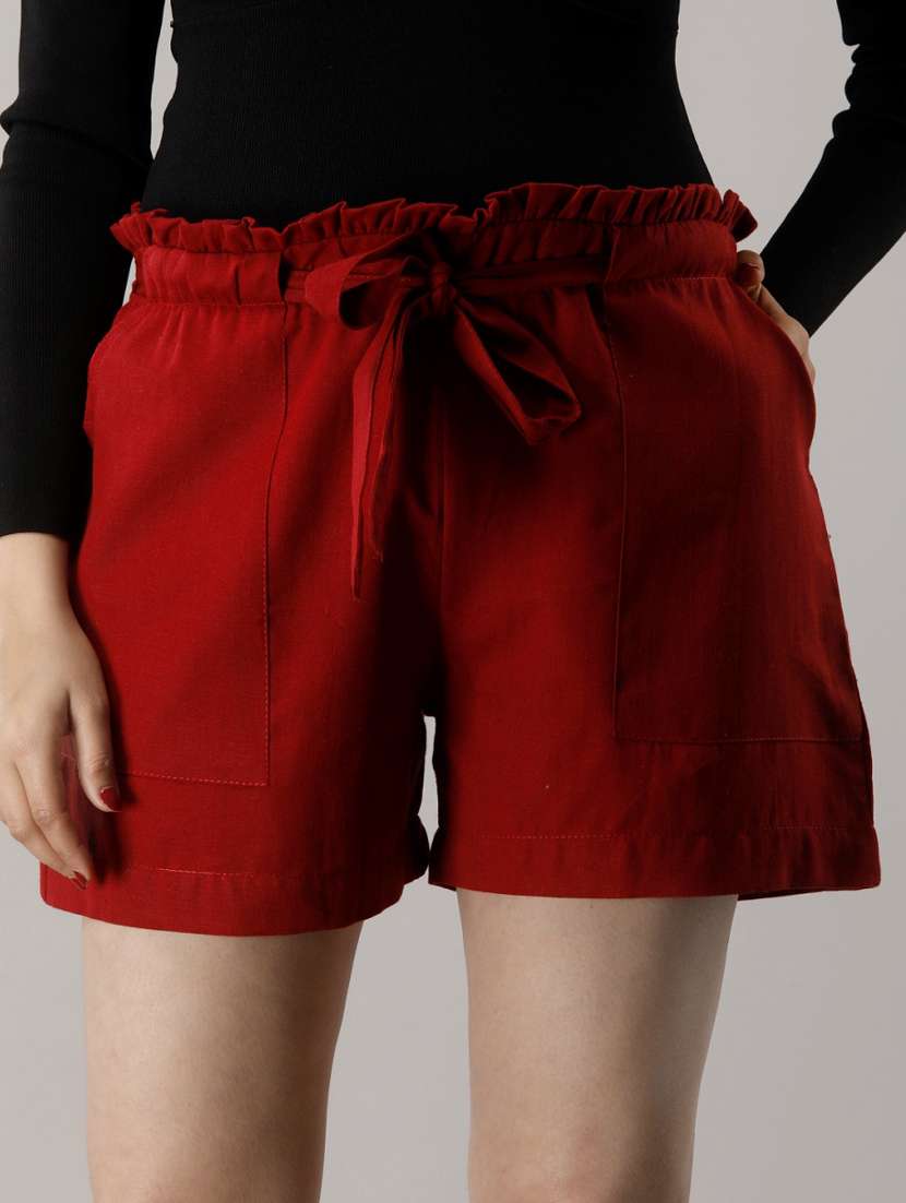 tie front paperbag shorts
