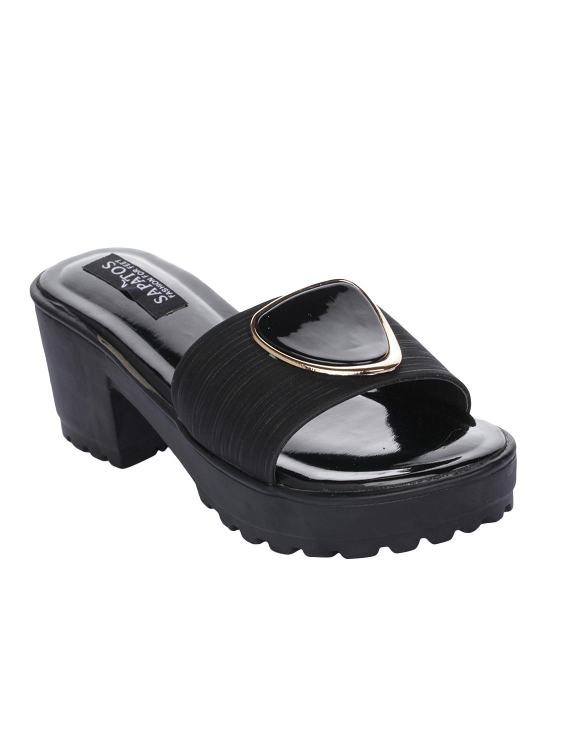 black synthetic slip on sandals - 16973749 - Zoom Image - 0