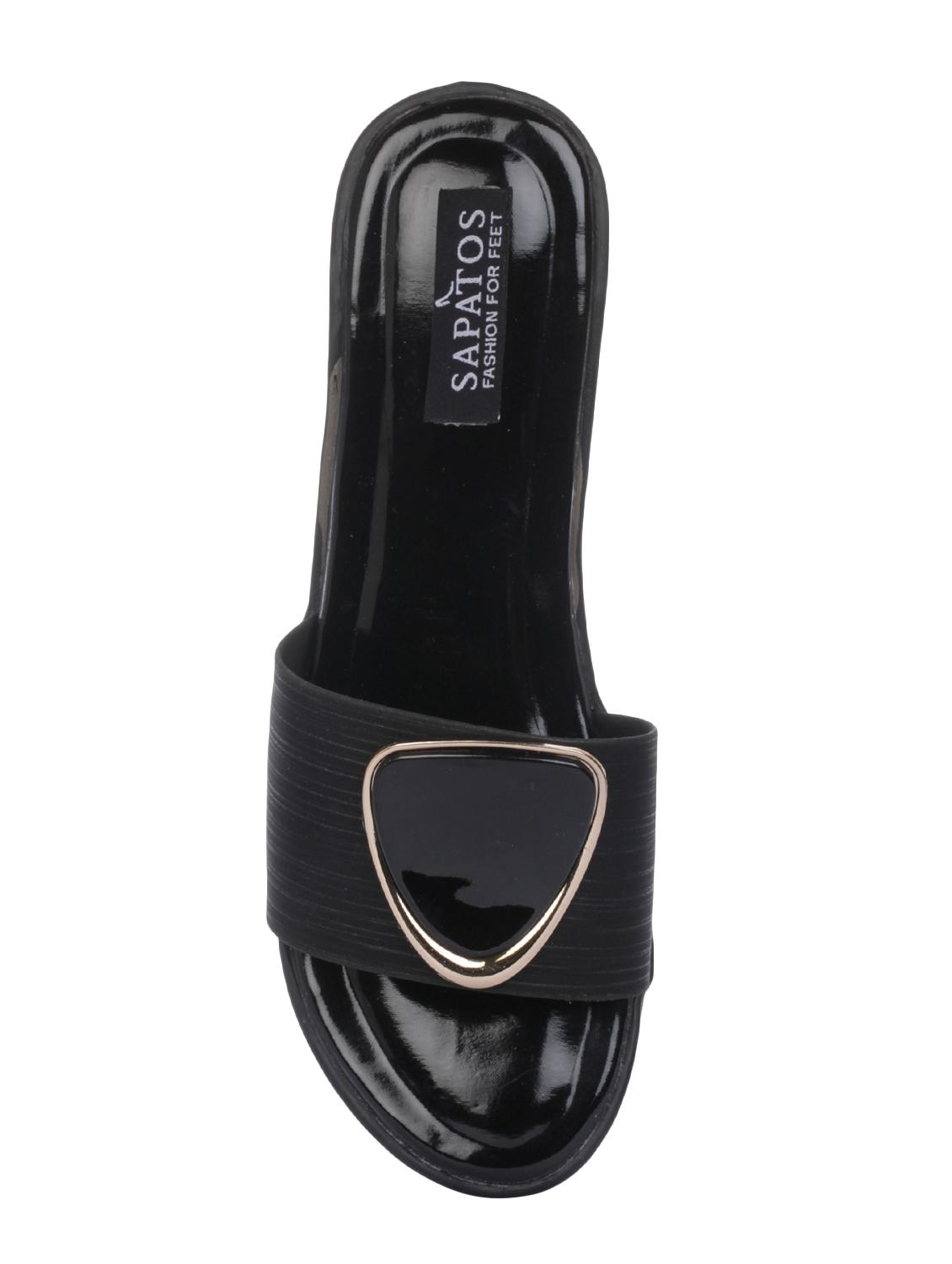 black synthetic slip on sandals - 16973749 - Standard Image - 3