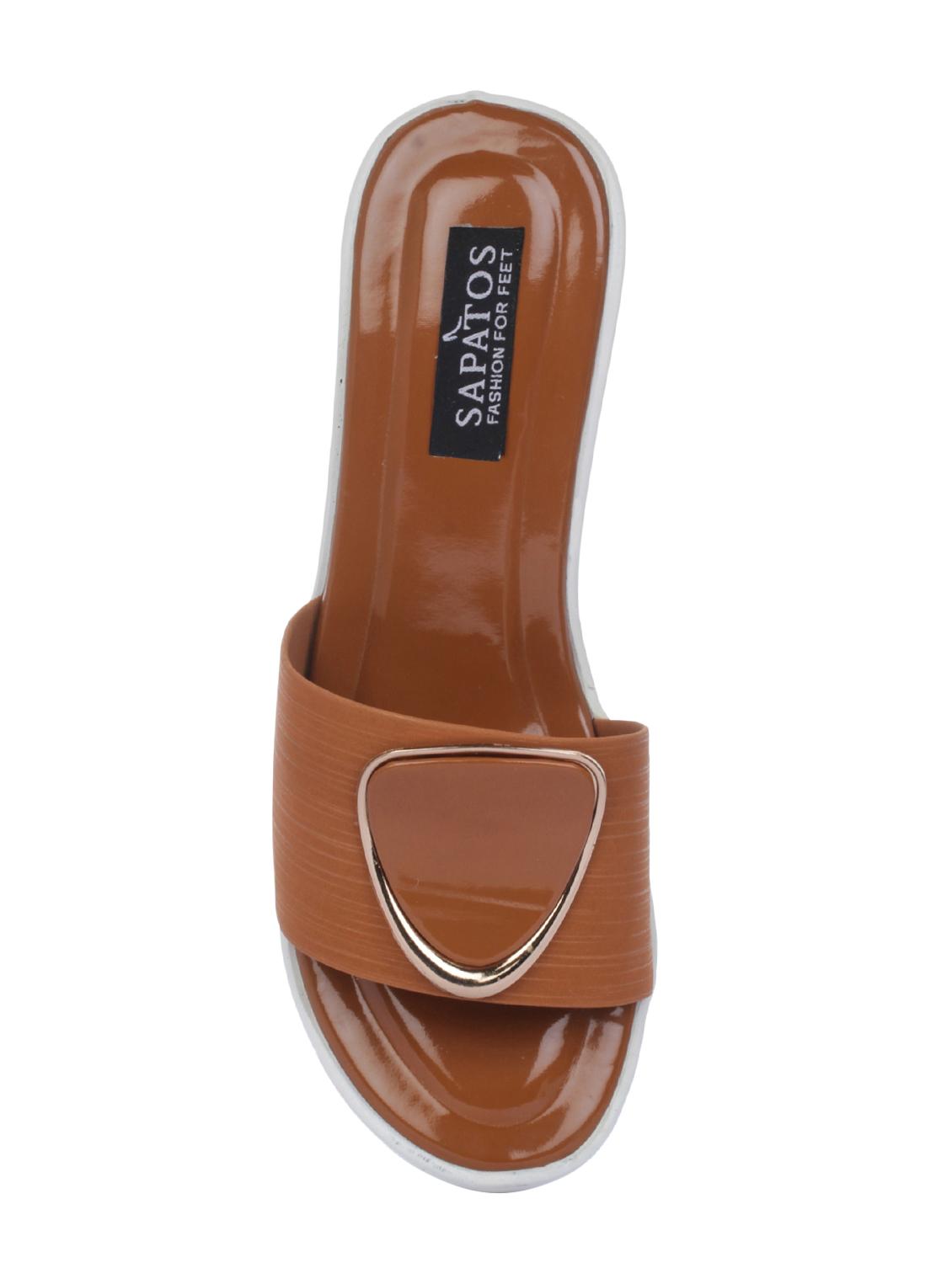 tan synthetic slip on sandals - 16973751 - Standard Image - 3