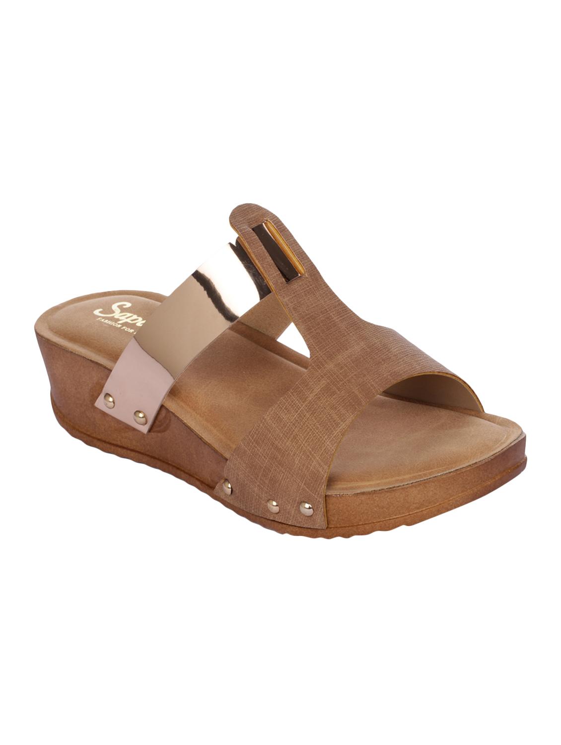 tan synthetic slip on sandals - 16973756 -  Zoom Image - 0