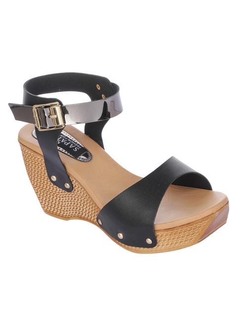 black ankle strap on wedge - 16973757 - Standard Image - 0