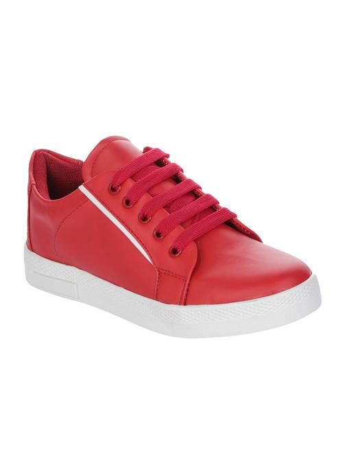 red synthetic laceup sneakers - 16973766 - Standard Image - 0