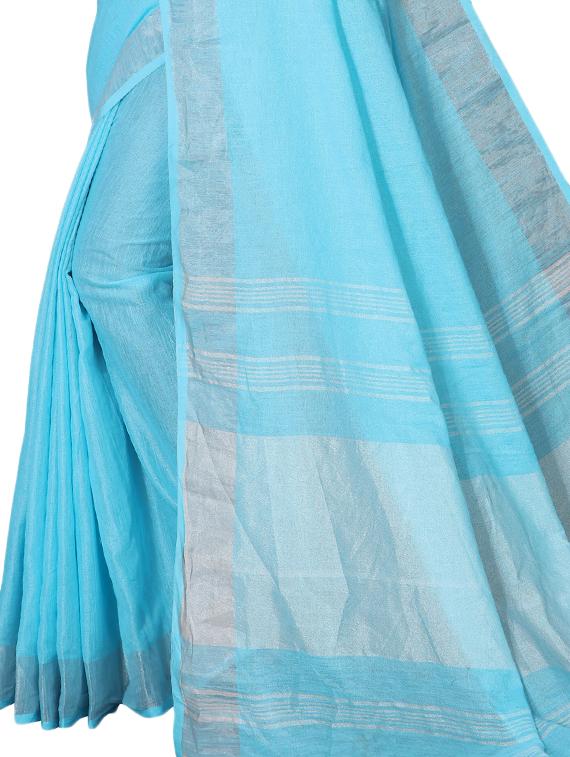 plain woven saree with blouse - 16974234 - Standard Image - 3