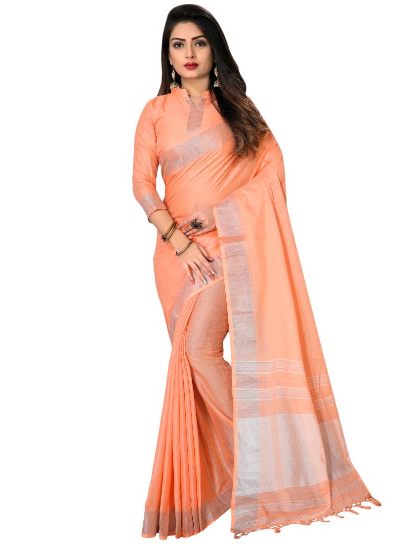 plain woven saree with blouse - 16974236 -  Zoom Image - 0